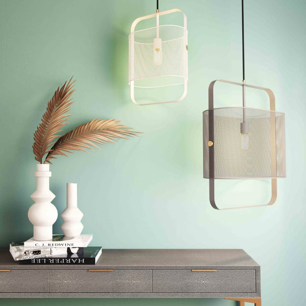 TOV Furniture Klaus Large Grey Metal Pendant Lamp - Industrial Chic Lighting with Brass Accents for Modern Spaces TOV-G18263