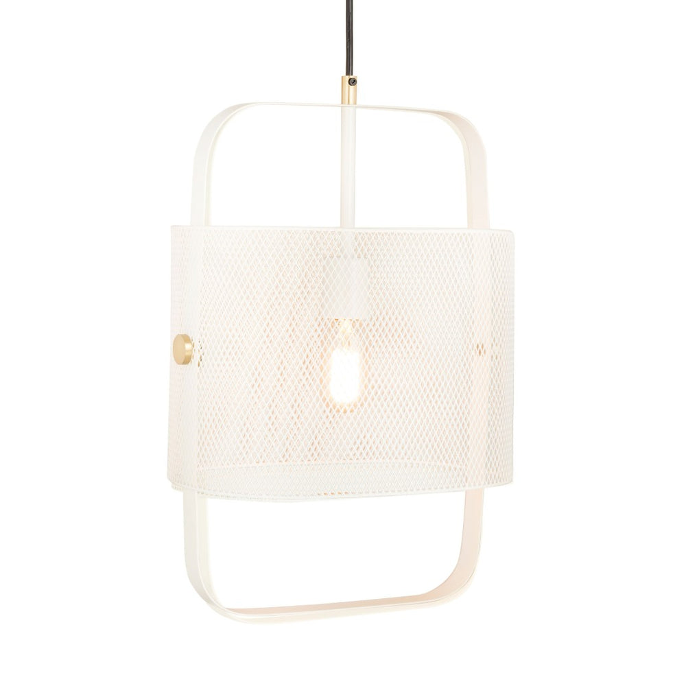 TOV Furniture Klaus White Metal Pendant Lamp - Industrial Chic Open-Frame Design with Brass Accents for Modern Spaces TOV-G18264