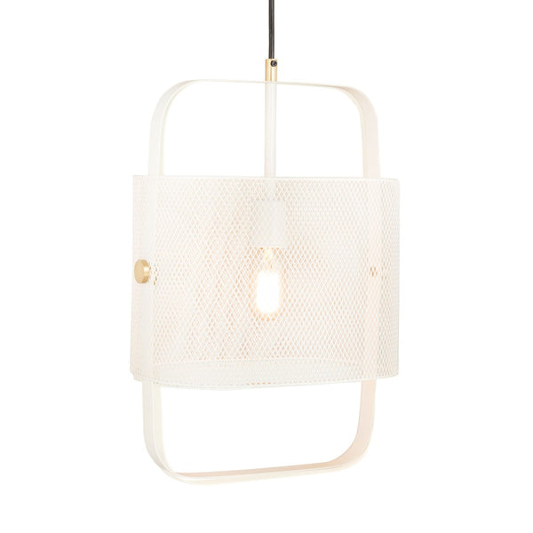 TOV Furniture Klaus White Metal Pendant Lamp - Industrial Chic Open-Frame Design with Brass Accents for Modern Spaces TOV-G18264