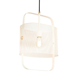 TOV Furniture Klaus White Metal Pendant Lamp - Industrial Chic Open-Frame Design with Brass Accents for Modern Spaces TOV-G18264