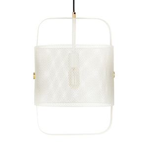 TOV Furniture Klaus White Metal Pendant Lamp - Industrial Chic Open-Frame Design with Brass Accents for Modern Spaces TOV-G18264