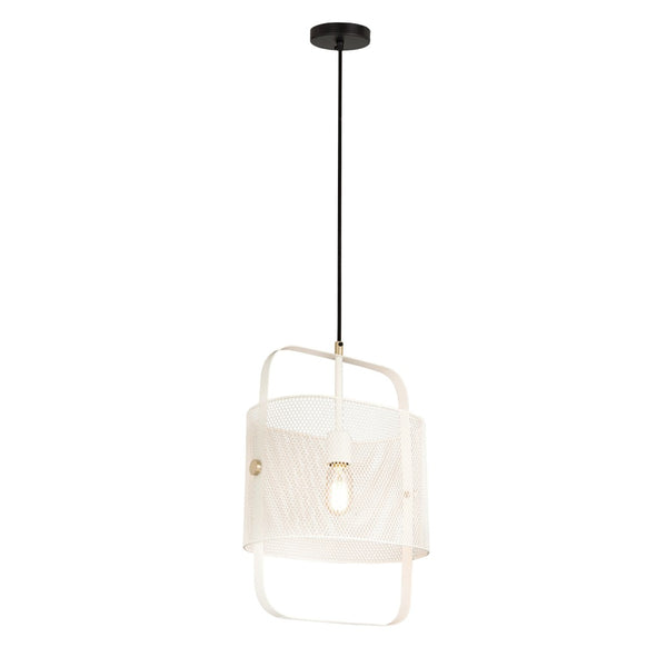 TOV Furniture Klaus White Metal Pendant Lamp - Industrial Chic Open-Frame Design with Brass Accents for Modern Spaces TOV-G18264