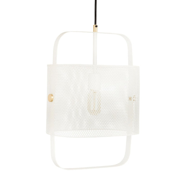 TOV Furniture Klaus White Metal Pendant Lamp - Industrial Chic Open-Frame Design with Brass Accents for Modern Spaces TOV-G18264