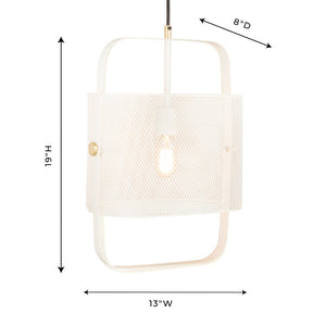 TOV Furniture Klaus White Metal Pendant Lamp - Industrial Chic Open-Frame Design with Brass Accents for Modern Spaces TOV-G18264
