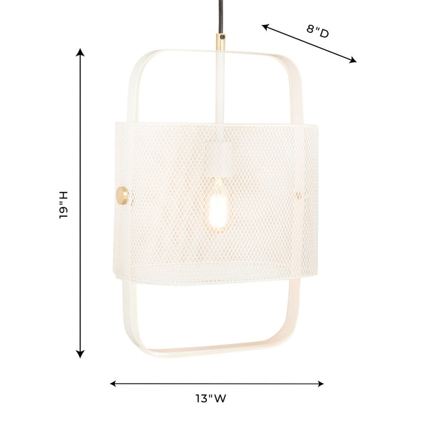 TOV Furniture Klaus White Metal Pendant Lamp - Industrial Chic Open-Frame Design with Brass Accents for Modern Spaces TOV-G18264