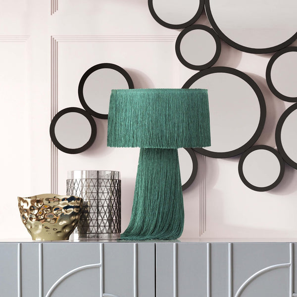 TOV Furniture Atolla Tassel Table Lamp - Elegant Cotton Design for Warm Ambient Light in Any Room Decor Style Emerald TOV-G18286