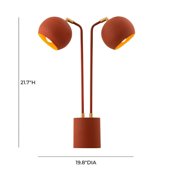 TOV Furniture Hubli Table Lamp - Handcrafted Iron & Red Terracotta Accent for Modern, Eclectic Spaces - 21.7"H TOV-G18325