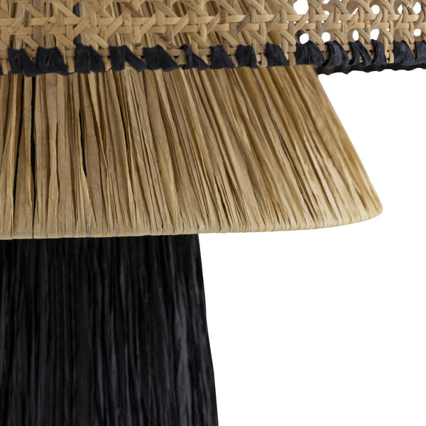 TOV Furniture Rylie Handwoven Raffia Pendant Lamp – Stylish Natural & Black Fixture for Warm Ambient Lighting TOV-G18382