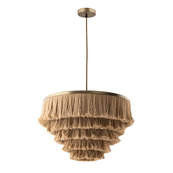 TOV Furniture Sarai Natural Fringe Pendant Light – Handcrafted Bohemian Fixture for Eclectic & Cozy Interiors TOV-G18386