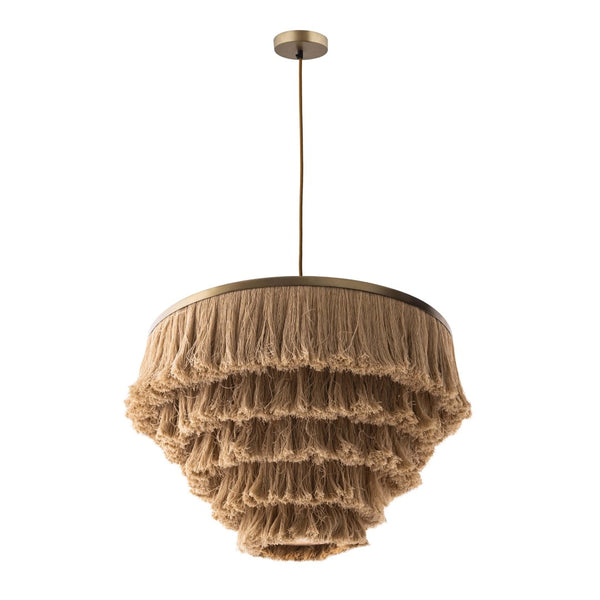 TOV Furniture Sarai Natural Fringe Pendant Light – Handcrafted Bohemian Fixture for Eclectic & Cozy Interiors TOV-G18386