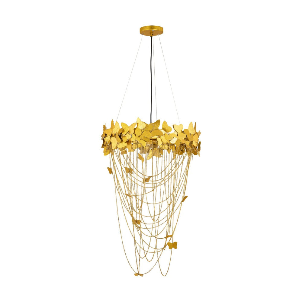 TOV Furniture Butterfly Gold Chandelier - Handcrafted Elegance with Sculptural Iron Butterflies for Artful Glamour TOV-G18412