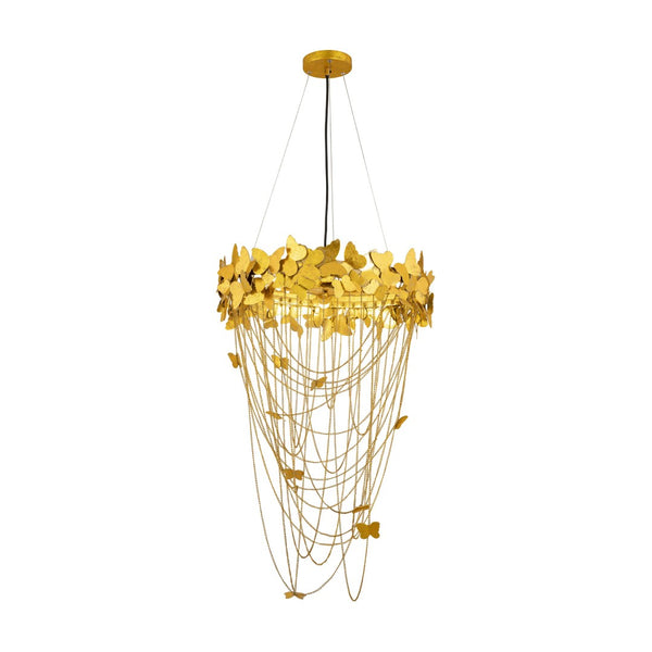 TOV Furniture Butterfly Gold Chandelier - Handcrafted Elegance with Sculptural Iron Butterflies for Artful Glamour TOV-G18412