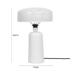 TOV Furniture Cindy Contemporary White Metal Table Lamp with Perforated Shade for Stylish Ambient Lighting TOV-G18445