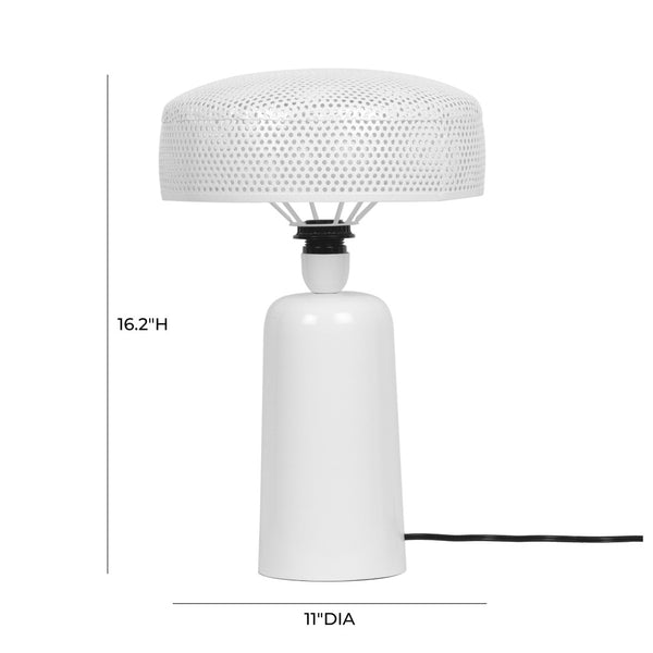 TOV Furniture Cindy Contemporary White Metal Table Lamp with Perforated Shade for Stylish Ambient Lighting TOV-G18445