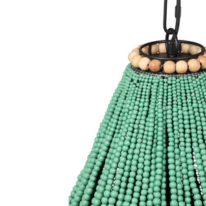 TOV Furniture Palani Green Wooden Bead Chandelier - Boho Elegance with Artisanal Charm for Modern Interiors TOV-G18451