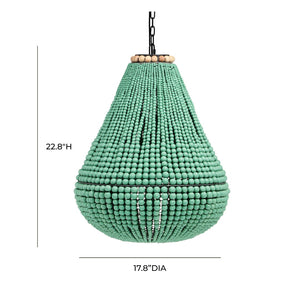TOV Furniture Palani Green Wooden Bead Chandelier - Boho Elegance with Artisanal Charm for Modern Interiors TOV-G18451