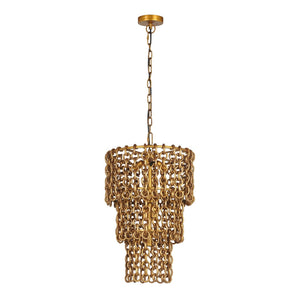 TOV Furniture Nirsa 3-Tier Brass Chain Link Chandelier - Modern Industrial Design for Stylish Contemporary Spaces TOV-G18452