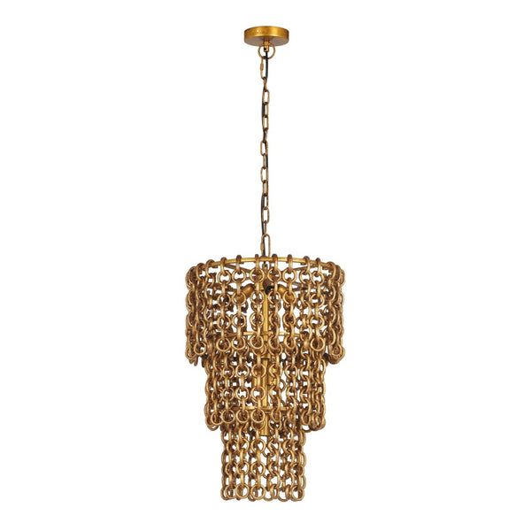 TOV Furniture Nirsa 3-Tier Brass Chain Link Chandelier - Modern Industrial Design for Stylish Contemporary Spaces TOV-G18452