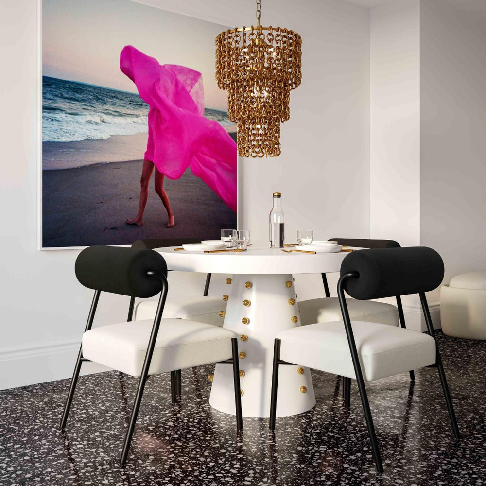 TOV Furniture Nirsa 3-Tier Brass Chain Link Chandelier - Modern Industrial Design for Stylish Contemporary Spaces TOV-G18452