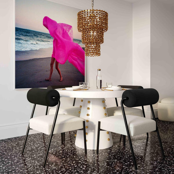 TOV Furniture Nirsa 3-Tier Brass Chain Link Chandelier - Modern Industrial Design for Stylish Contemporary Spaces TOV-G18452