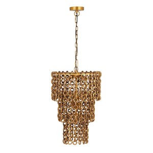 TOV Furniture Nirsa 3-Tier Brass Chain Link Chandelier - Modern Industrial Design for Stylish Contemporary Spaces TOV-G18452