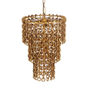 TOV Furniture Nirsa 3-Tier Brass Chain Link Chandelier - Modern Industrial Design for Stylish Contemporary Spaces TOV-G18452
