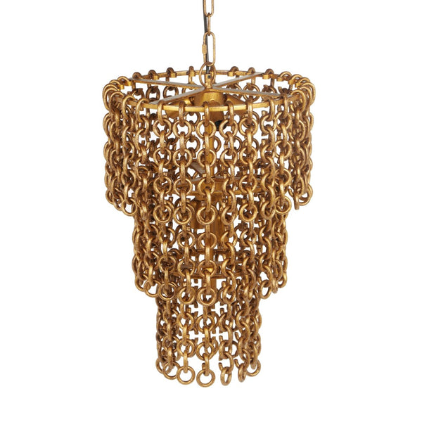 TOV Furniture Nirsa 3-Tier Brass Chain Link Chandelier - Modern Industrial Design for Stylish Contemporary Spaces TOV-G18452