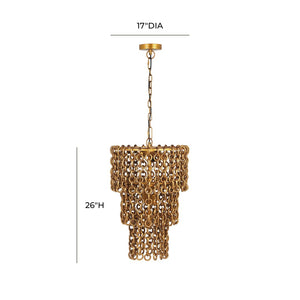TOV Furniture Nirsa 3-Tier Brass Chain Link Chandelier - Modern Industrial Design for Stylish Contemporary Spaces TOV-G18452