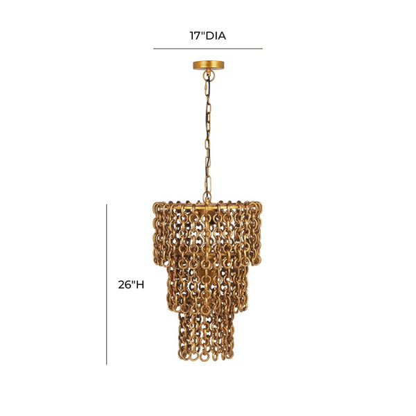 TOV Furniture Nirsa 3-Tier Brass Chain Link Chandelier - Modern Industrial Design for Stylish Contemporary Spaces TOV-G18452