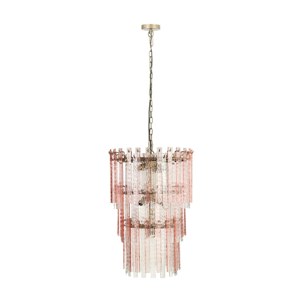 TOV Furniture Hampshire Pink Acrylic 3-Tier Chandelier - Glamorous Murano-Inspired Lighting for Any Room TOV-G18453