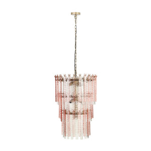 TOV Furniture Hampshire Pink Acrylic 3-Tier Chandelier - Glamorous Murano-Inspired Lighting for Any Room TOV-G18453
