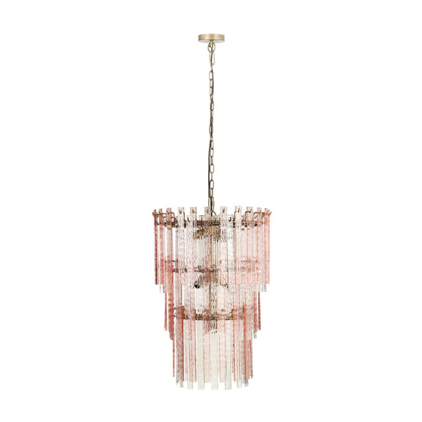 TOV Furniture Hampshire Pink Acrylic 3-Tier Chandelier - Glamorous Murano-Inspired Lighting for Any Room TOV-G18453