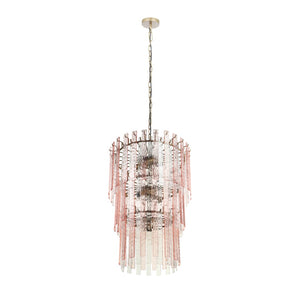 TOV Furniture Hampshire Pink Acrylic 3-Tier Chandelier - Glamorous Murano-Inspired Lighting for Any Room TOV-G18453
