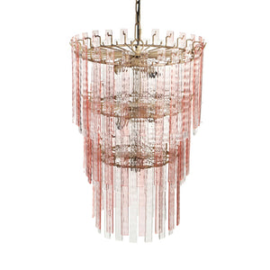 TOV Furniture Hampshire Pink Acrylic 3-Tier Chandelier - Glamorous Murano-Inspired Lighting for Any Room TOV-G18453