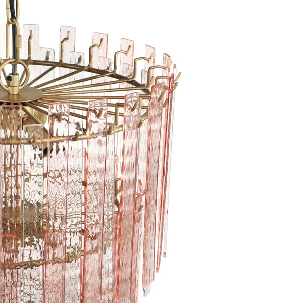 TOV Furniture Hampshire Pink Acrylic 3-Tier Chandelier - Glamorous Murano-Inspired Lighting for Any Room TOV-G18453