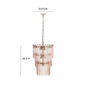 TOV Furniture Hampshire Pink Acrylic 3-Tier Chandelier - Glamorous Murano-Inspired Lighting for Any Room TOV-G18453