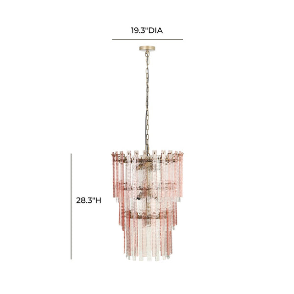 TOV Furniture Hampshire Pink Acrylic 3-Tier Chandelier - Glamorous Murano-Inspired Lighting for Any Room TOV-G18453