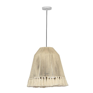 TOV Furniture Helen White Cotton Tasseled Pendant Lamp - Handcrafted Bohemian Lighting for Cozy Spaces & Style TOV-G18454
