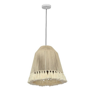 TOV Furniture Helen White Cotton Tasseled Pendant Lamp - Handcrafted Bohemian Lighting for Cozy Spaces & Style TOV-G18454