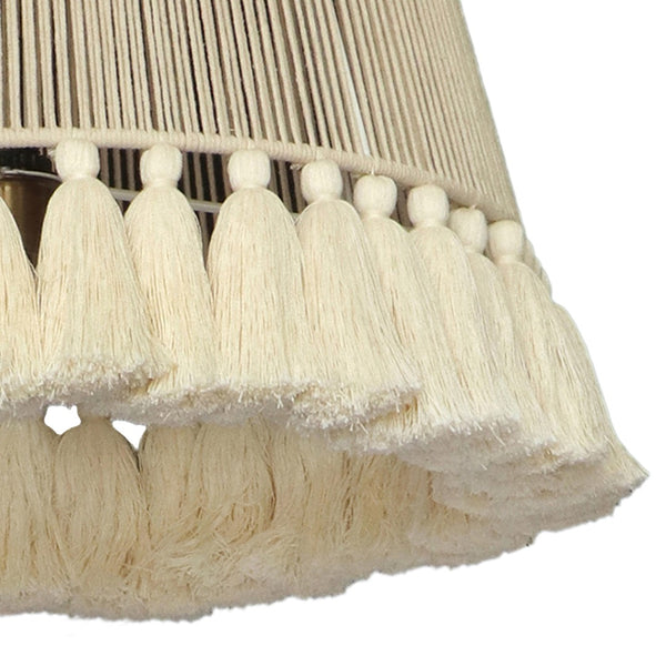 TOV Furniture Helen White Cotton Tasseled Pendant Lamp - Handcrafted Bohemian Lighting for Cozy Spaces & Style TOV-G18454