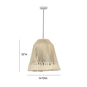 TOV Furniture Helen White Cotton Tasseled Pendant Lamp - Handcrafted Bohemian Lighting for Cozy Spaces & Style TOV-G18454