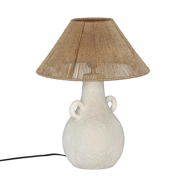 TOV Furniture Lalit Boho-Chic Natural Jute & White Ceramic Table Lamp - Elegant Lighting for Modern Spaces TOV-G18460
