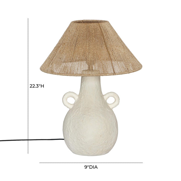 TOV Furniture Lalit Boho-Chic Natural Jute & White Ceramic Table Lamp - Elegant Lighting for Modern Spaces TOV-G18460