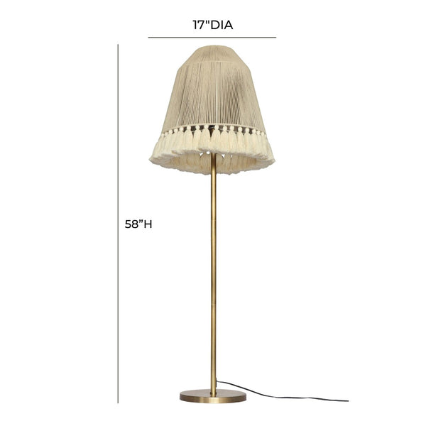 TOV Furniture June White Floor Lamp - Elegant Boho Chic Design with Gold Accents for Warm, Inviting Illumination Medium TOV-G18463