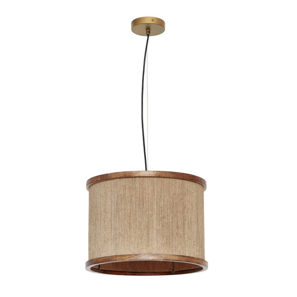 TOV Furniture Mariana Handcrafted Natural Pendant Lamp with Jute Shade and Gold-Finish Accents for Cozy Spaces TOV-G18465