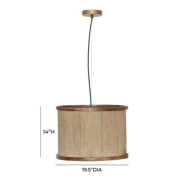 TOV Furniture Mariana Handcrafted Natural Pendant Lamp with Jute Shade and Gold-Finish Accents for Cozy Spaces TOV-G18465