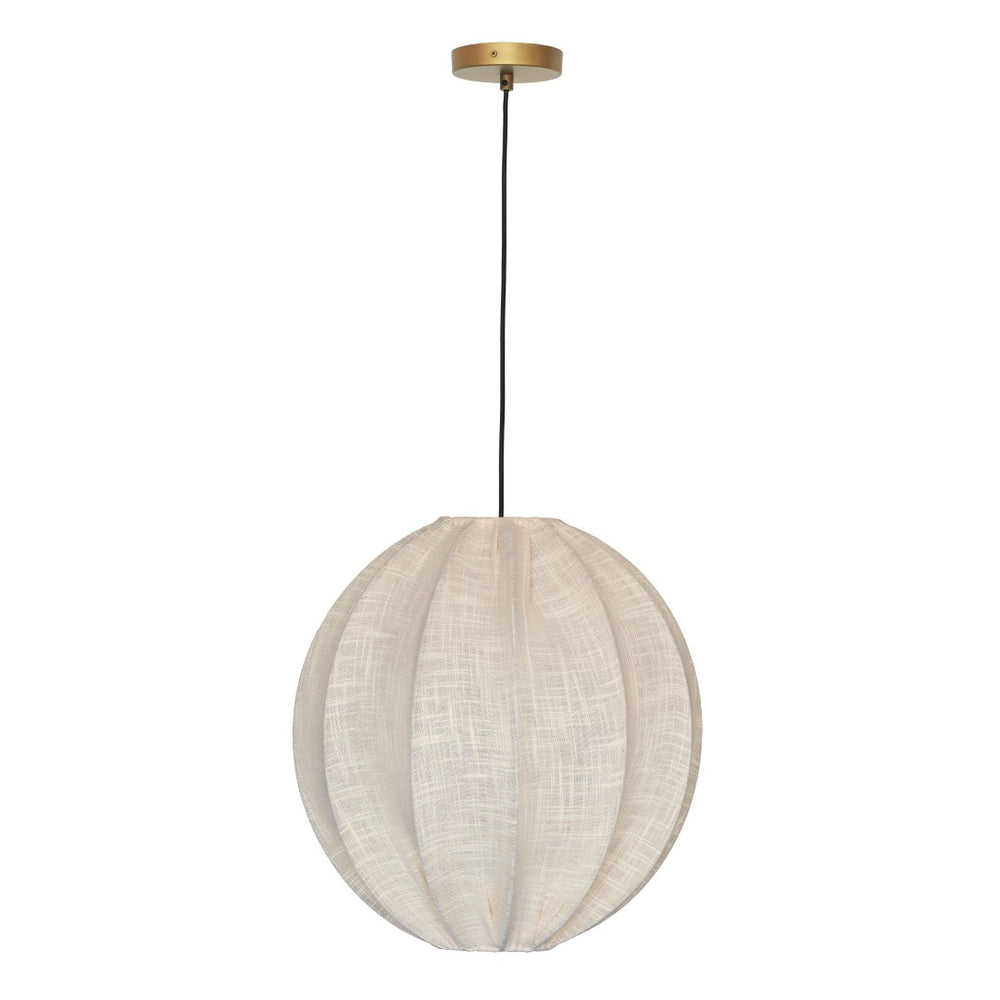 TOV Furniture Elliana Off-White Pendant Lamp - Handcrafted Cotton Shade with Gold Canopy for Bohemian Interiors TOV-G18466