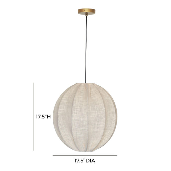 TOV Furniture Elliana Off-White Pendant Lamp - Handcrafted Cotton Shade with Gold Canopy for Bohemian Interiors TOV-G18466