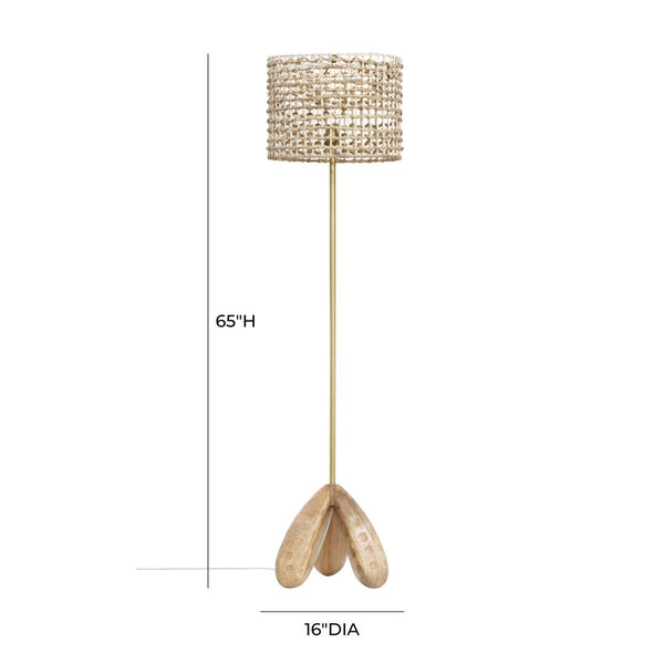 TOV Furniture Alondra Handcrafted Wooden Floor Lamp - Tripod Design with Woven Shade for Bohemian & Coastal Decor TOV-G18482