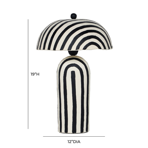TOV Furniture Maiori Striped Papier Mache Table Lamp - Handcrafted Charm for a Playful, Sophisticated Accent Black Stripes TOV-G18570